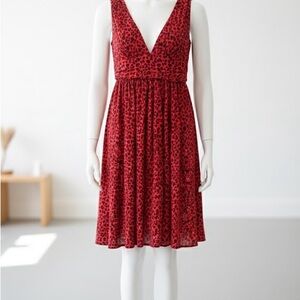 Elegant leopard Red Sleeveless Dress